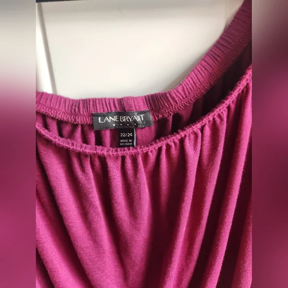 Lane Bryant Size 22 24 off shoulder very soft maroon raspberry boho top - Picture 3 of 4